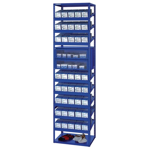 Regalturm DIN-Normteile mit Schubl.lampenmodul 2000x542,5x364 mm, orange